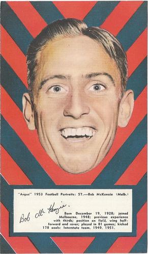 1953 Argus Football Portraits #57 Bob McKenzie Front